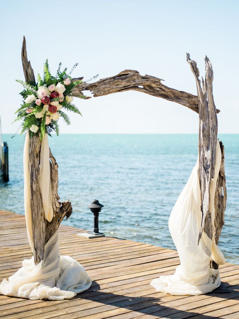 Driftwood wedding arch for a beach wedding. 