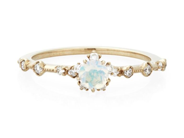 Opal and diamond engagement ring