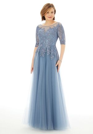 blue gray mother of the bride dress