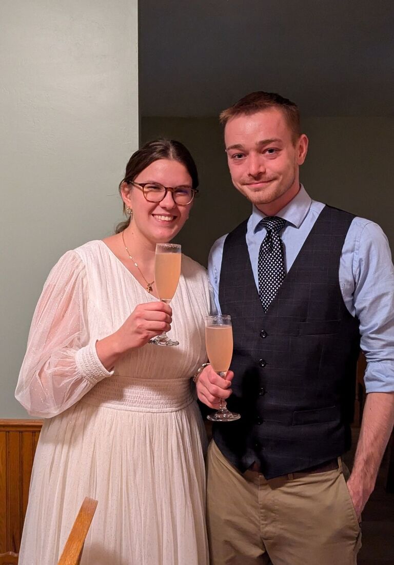 Celebrating our engagement after taking photos