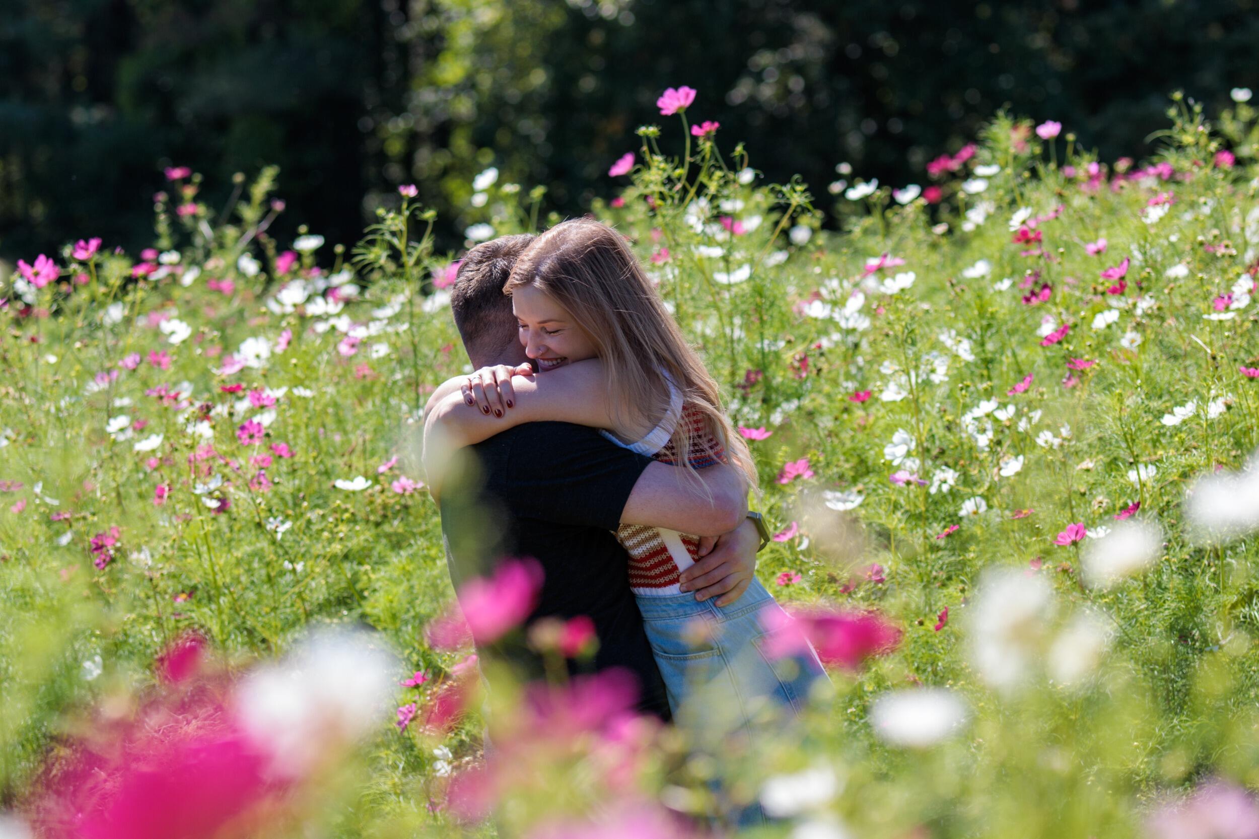 Getting engaged at Butler's Orchard in Gaithersburg, Maryland.