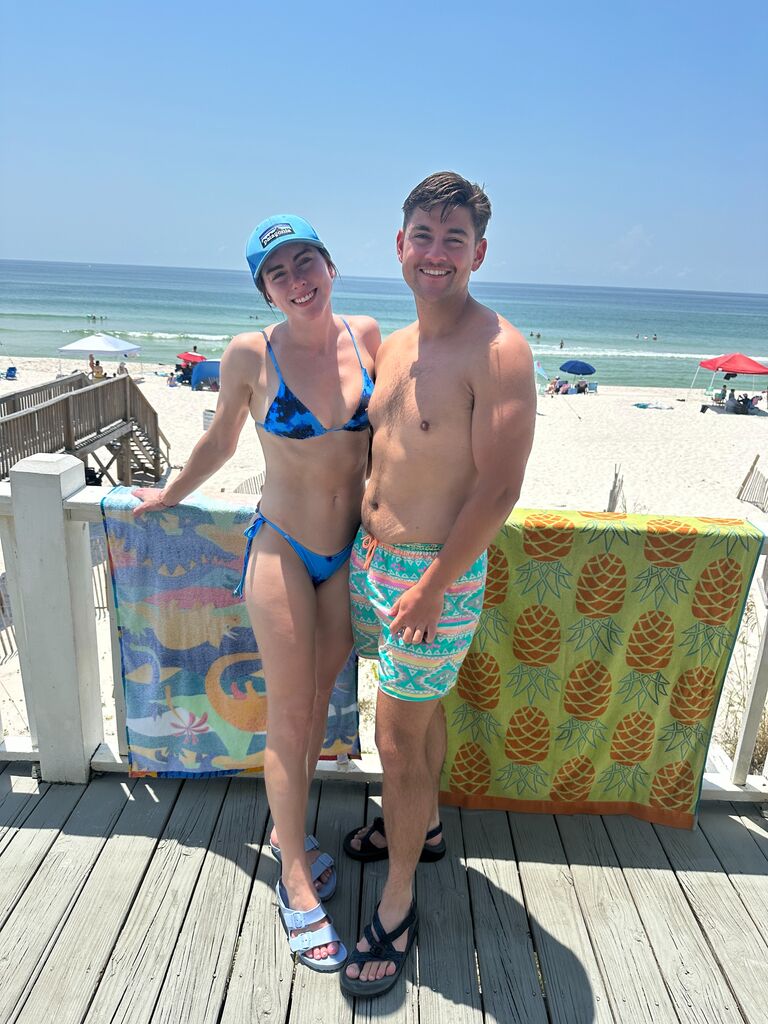 Sunny Gulf Shores, Alabama, another family vacation. Whitney spent roughly 70% of her time face down in the water snorkelling for shells, and Chris put on an absolute clinic playing pickleball against John