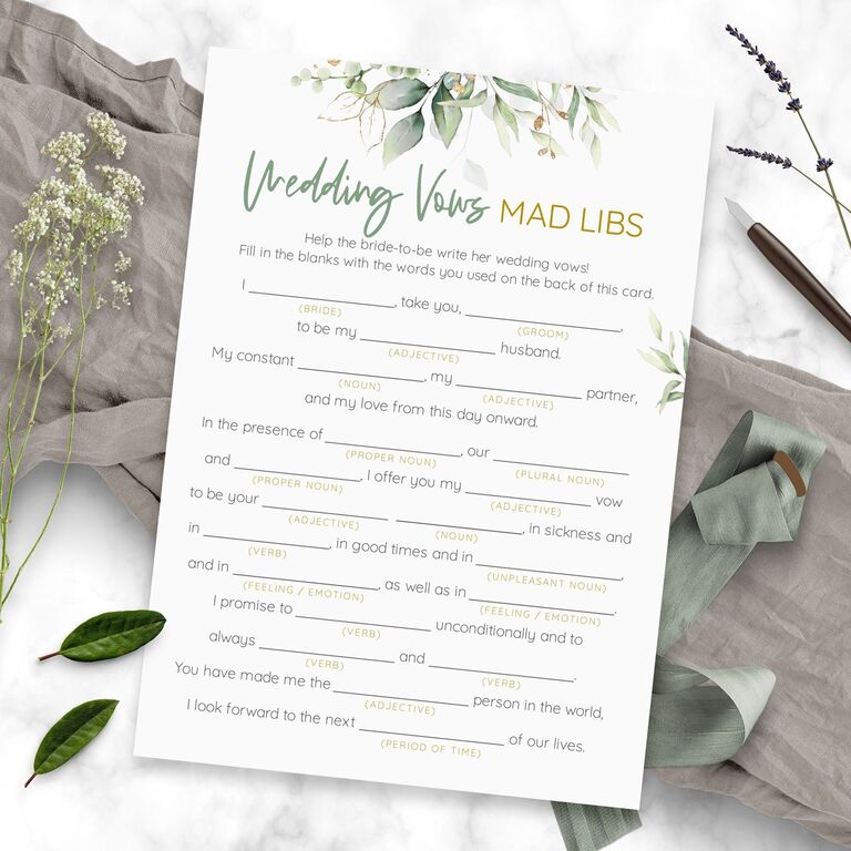 Wedding Vows Mad Libs Template