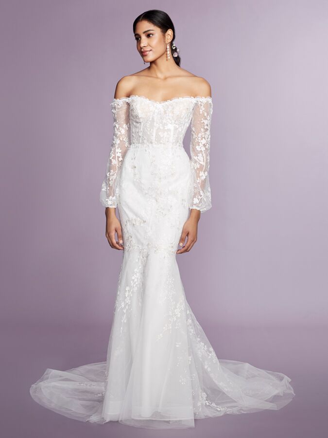 Marchesa long shop sleeve wedding dress