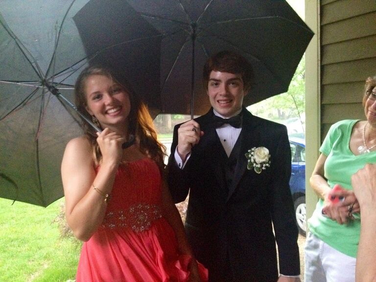 This was Sean's senior year, and it was pouring rain. Sean's mom is also gracing us with her gorgeous presence on the right side of the photo. Hi Teresa! 