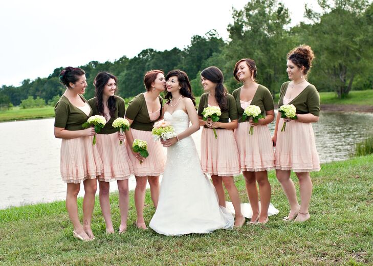 pale pink short bridesmaid dresses