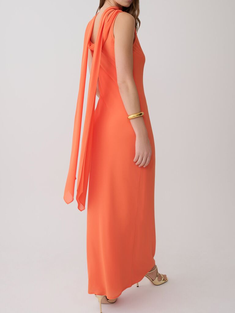 Meshki chiffon orange wedding guest summer dress
