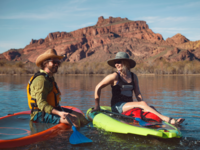 Couple on kayaking date in Phoenix, Arizona