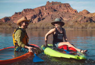 Couple on kayaking date in Phoenix, Arizona