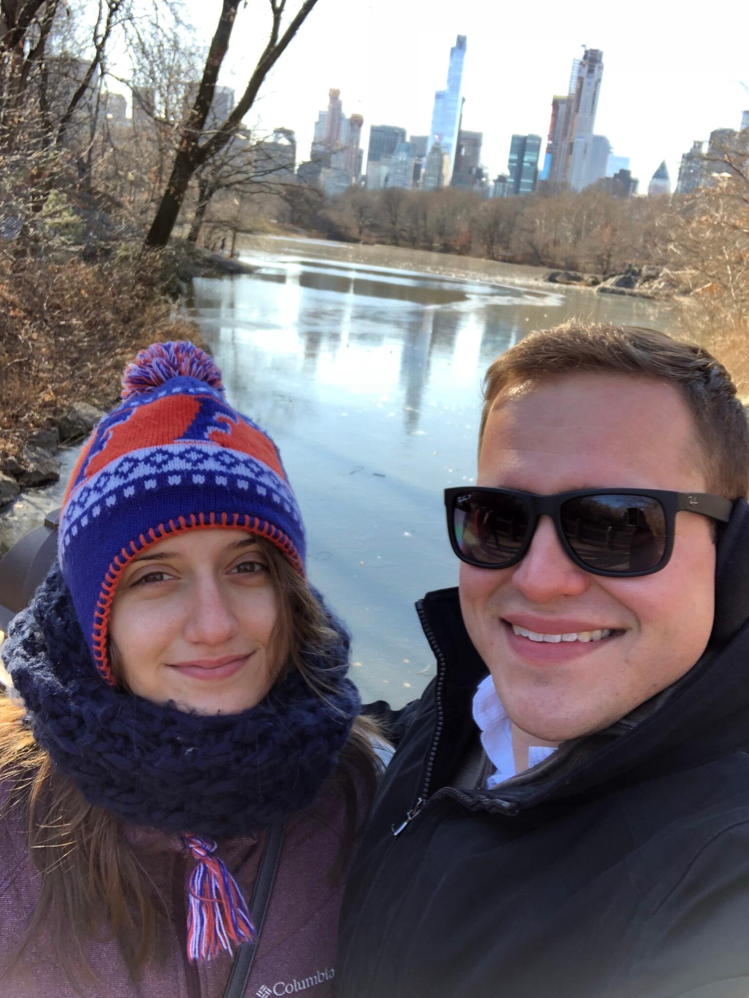 Central Park, NYC. Nick came with Marisa to her Dad's for Christmas that year. They spent a lot of time exploring NYC together (and freezing their butts off).