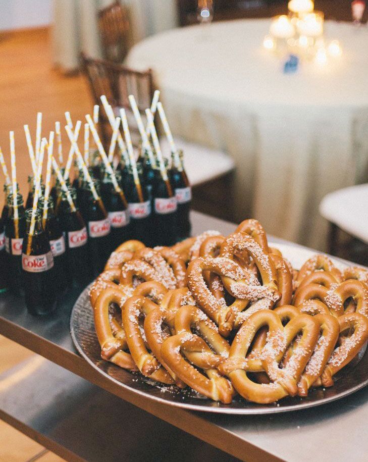 Coke and pretzels late night party snack