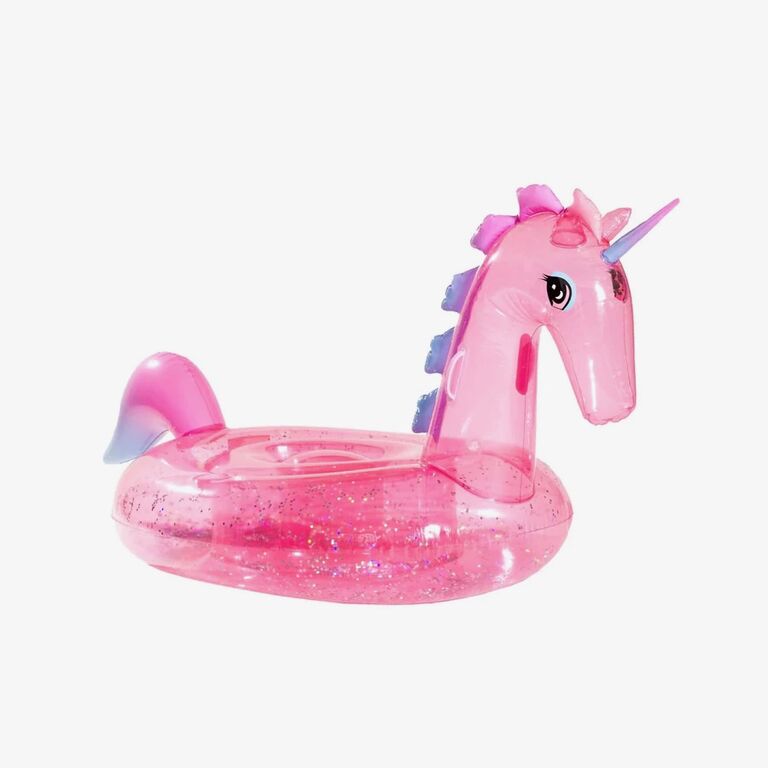 Sparkly unicorn-shaped pool float by Revolve. 