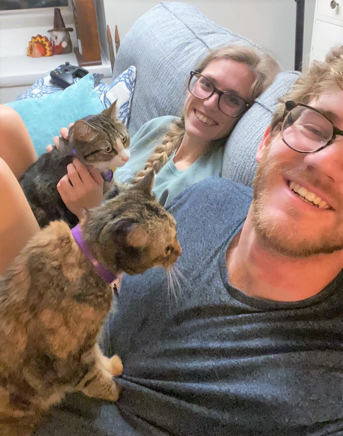 Alex and Kara love to explore, but also love quiet evenings hanging out at home with their kitties, Bella and Grace.