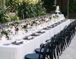 long outdoor wedding reception table elegant