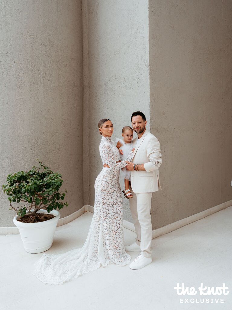 Daniella Karagach and Pasha Pashkov with their daughter at their vow renewal
