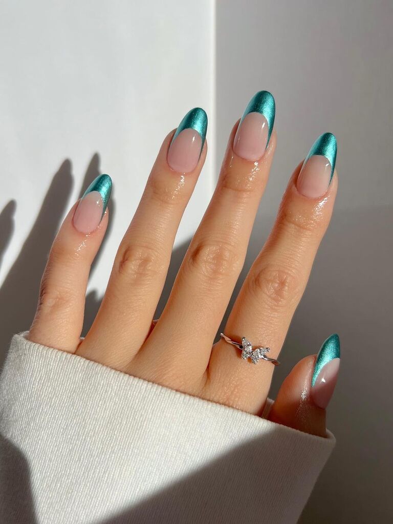 Mermaid chrome wedding nails