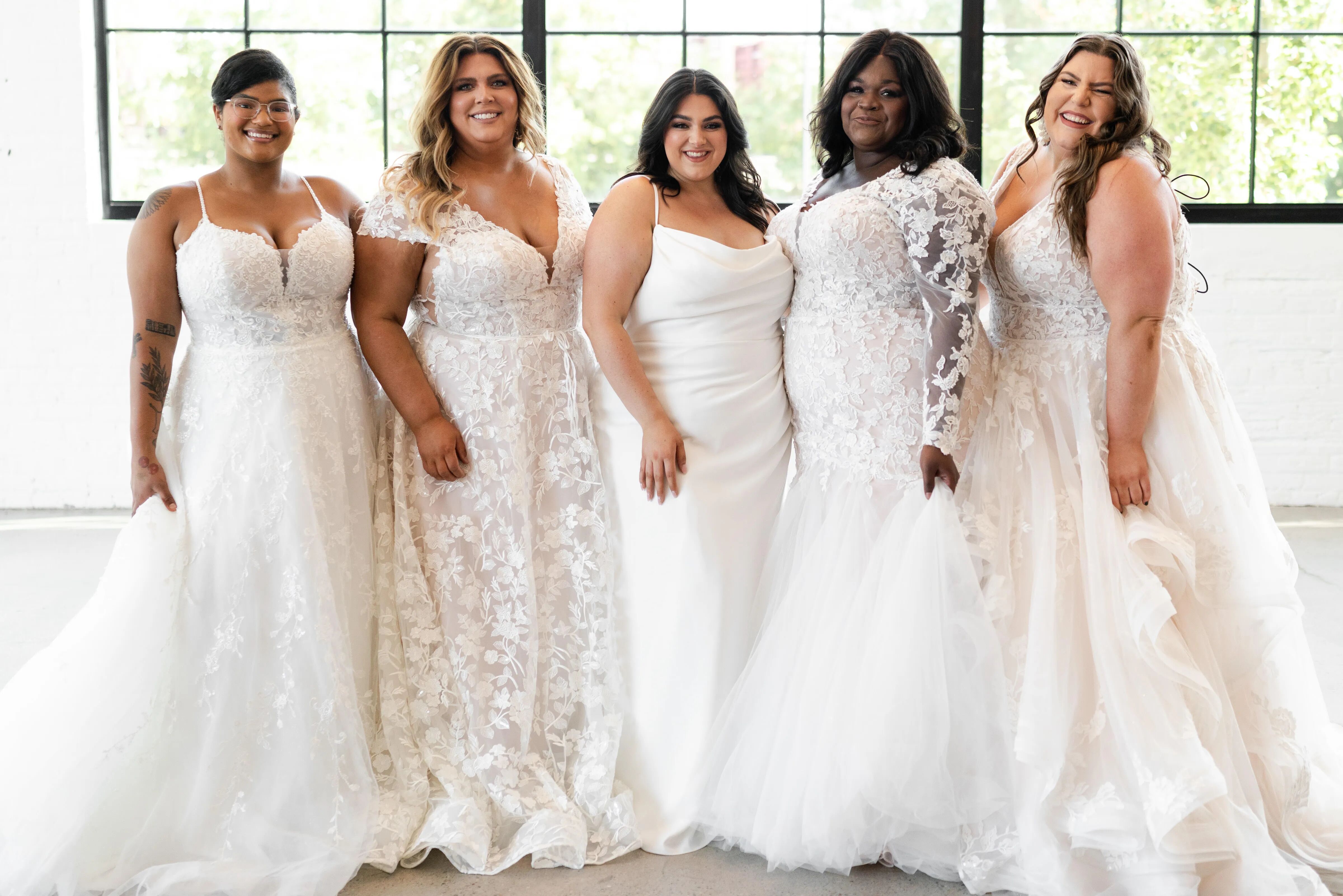 Dresses at Luxe Bridal, one of the best bridal shops for plus sizes in the United States