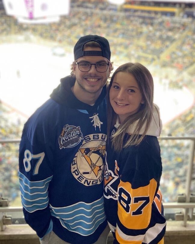 Our first hockey game and Sammy's first trip to Pittsburg.