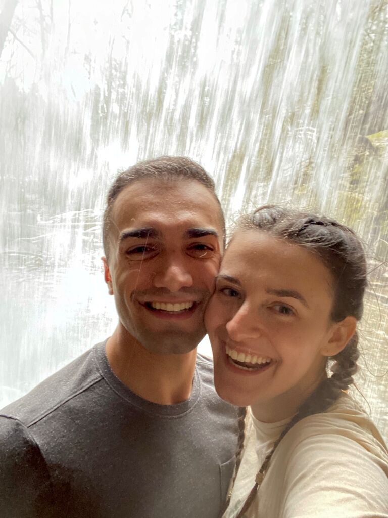 Jared says "I love you" for the first time at Ohiopyle State Park after he and Helen climbed behind a waterfall!