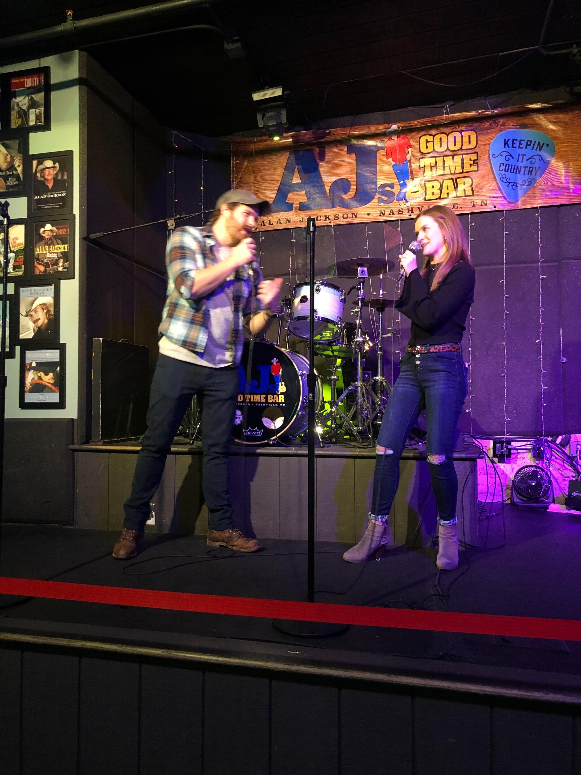 Singing karaoke in Nashville