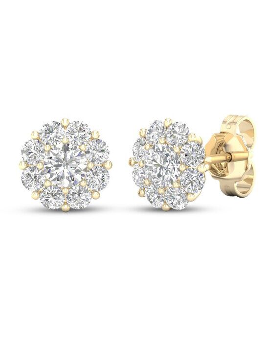 Lab-Created Diamonds by KAY Flower Stud Earrings 1 ct tw Round-Cut 14K  Yellow Gold