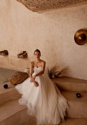 English Net A-Line Gown with Sweetheart Neckline and Lace Appliqués