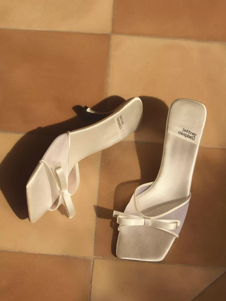 Jeffrey Campbell white bow heels