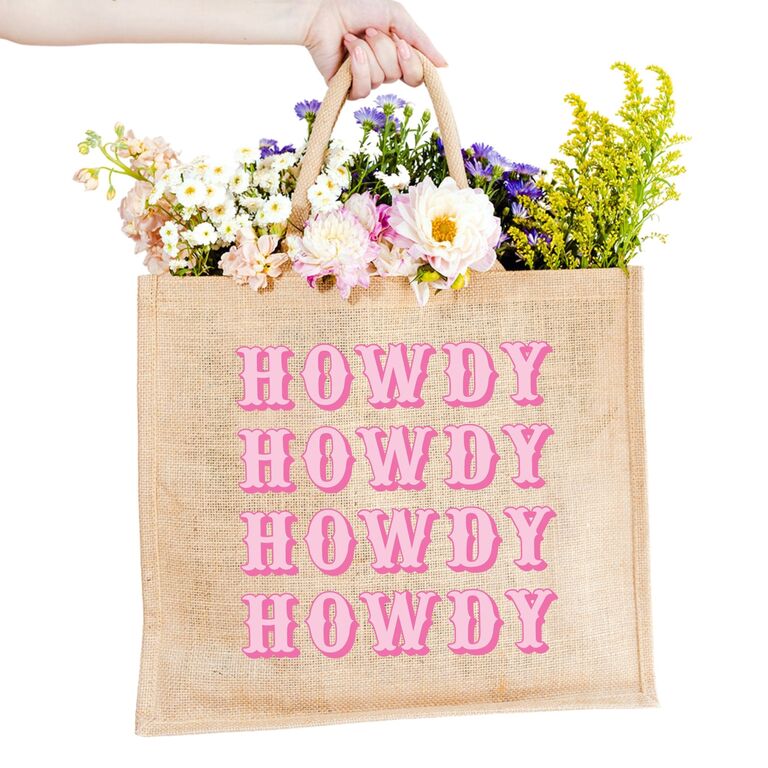 western-themed howdy tote bag