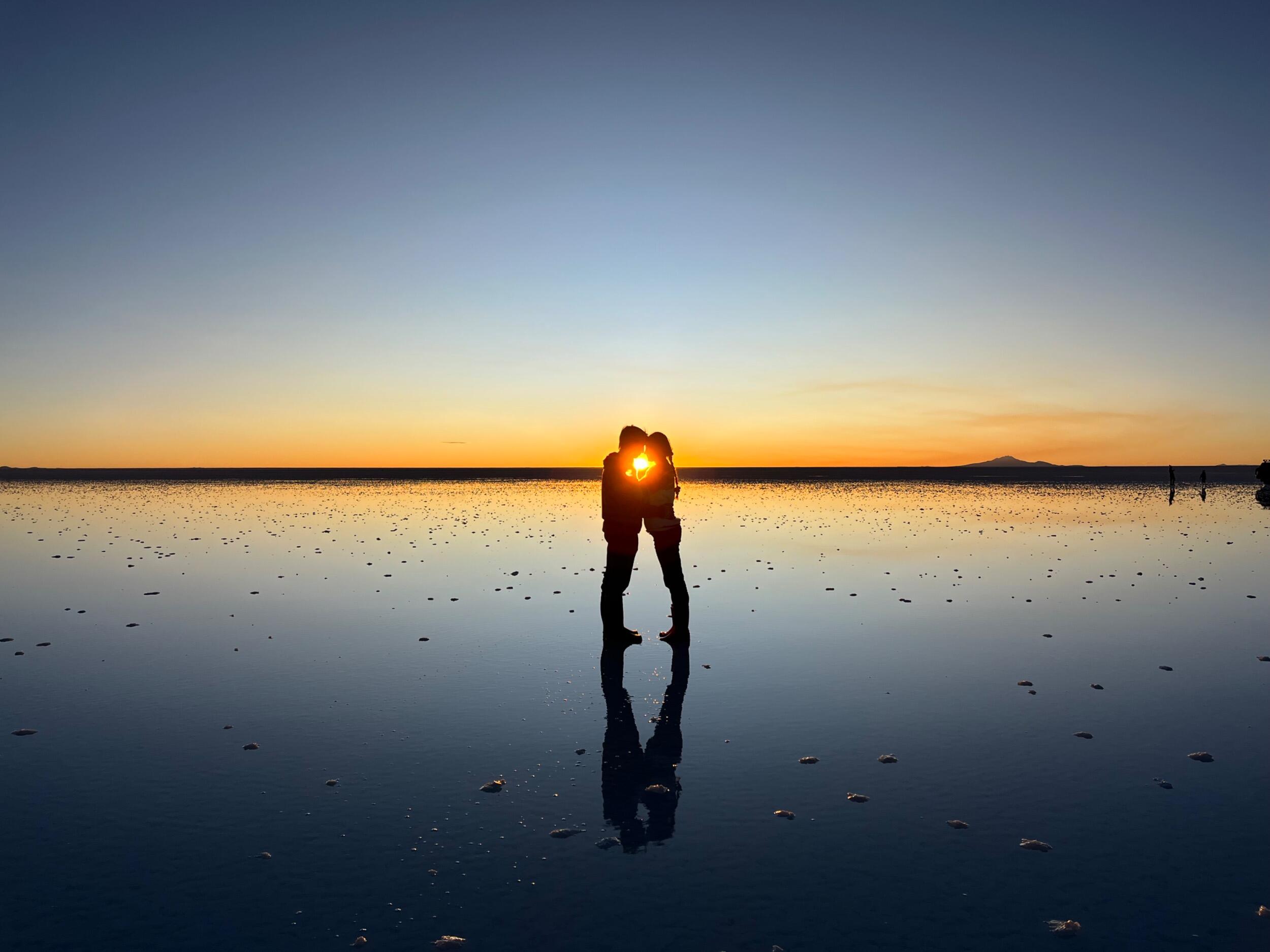 Watching the sunset on the Uyuni Salt Flats in Bolivia!
