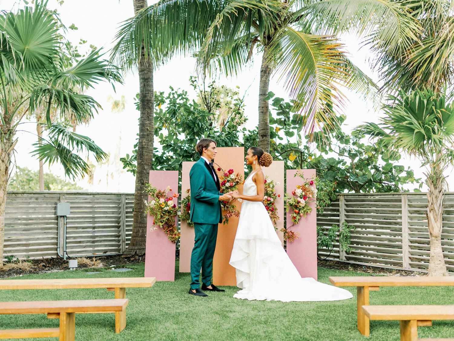 Beach wedding in Miami Beach, Florida.