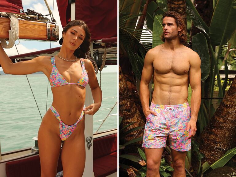 Couples Matching Swimsuit High Waist, Blue Coconut Trees, Beach Bathing  Matching Swimwear : : Clothing, Shoes & Accessories