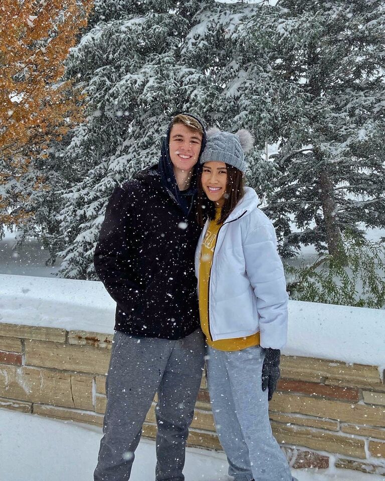Justin and Vivian in their first snowstorm together in Fort Collins, Colorado.