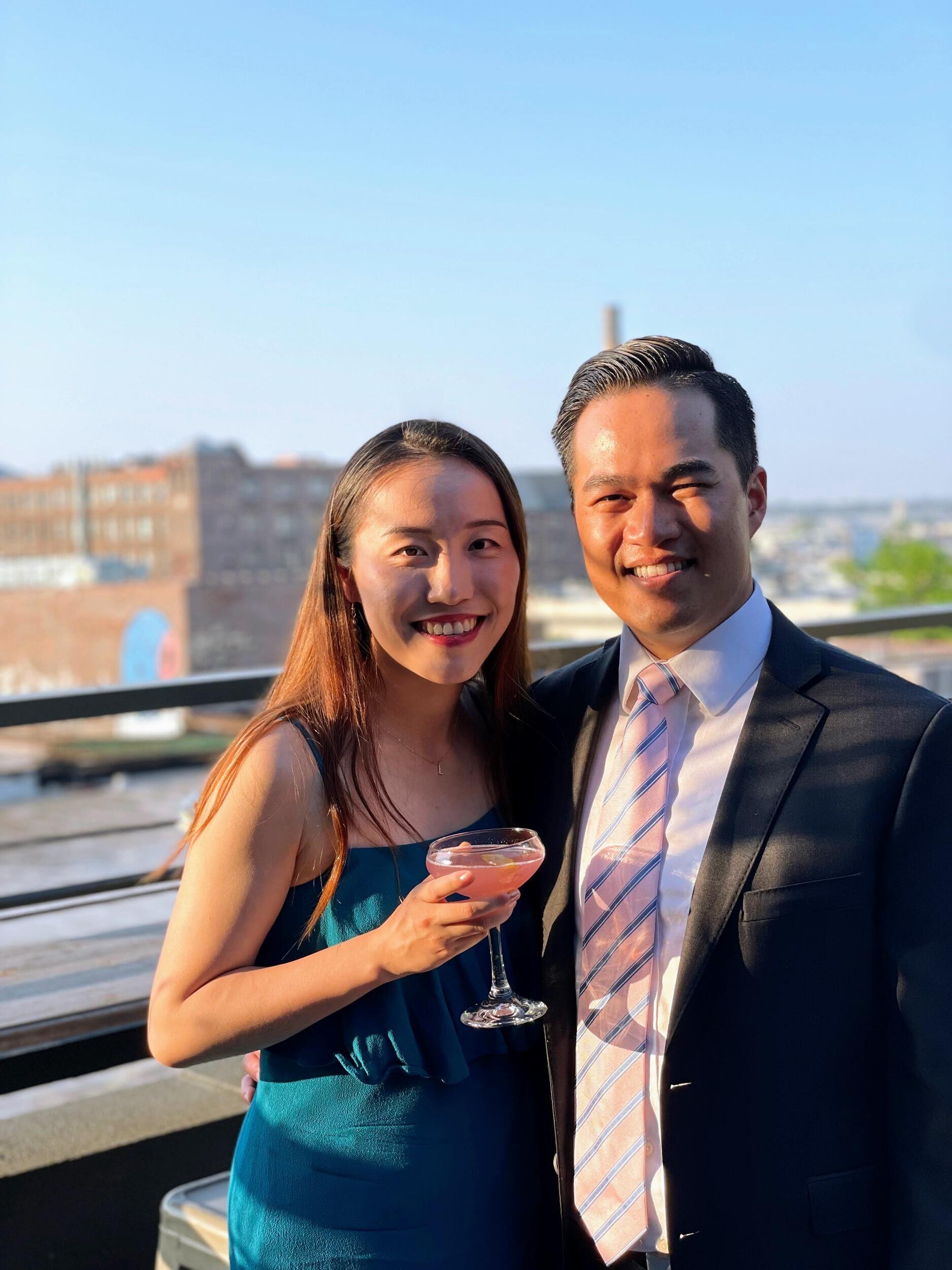 Lan and Michael went on their first wedding party together.