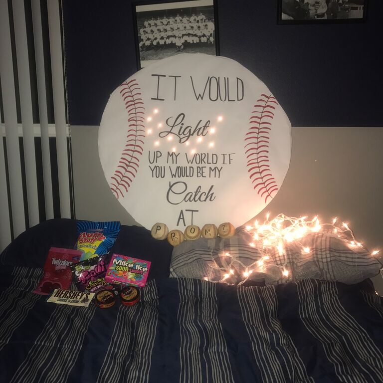 Gabby's turn to do a PROM-posal! This was after Daniels home baseball game. Gabby went with Daniel's sister, Noel, to his house and surprise him after he got back from his game!