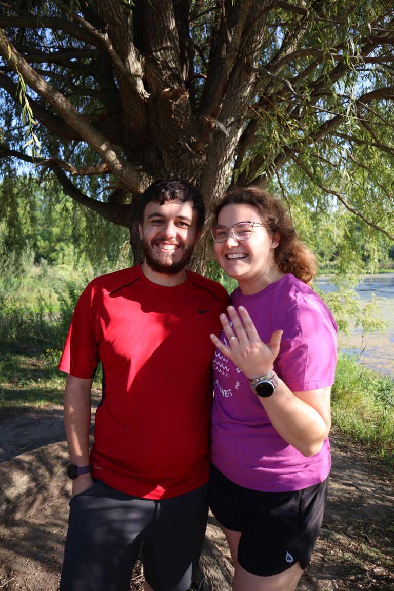 "I do!" Steven Proposed to Liz at Quarry Hill Nature Center which is one of the most common places they hike! 