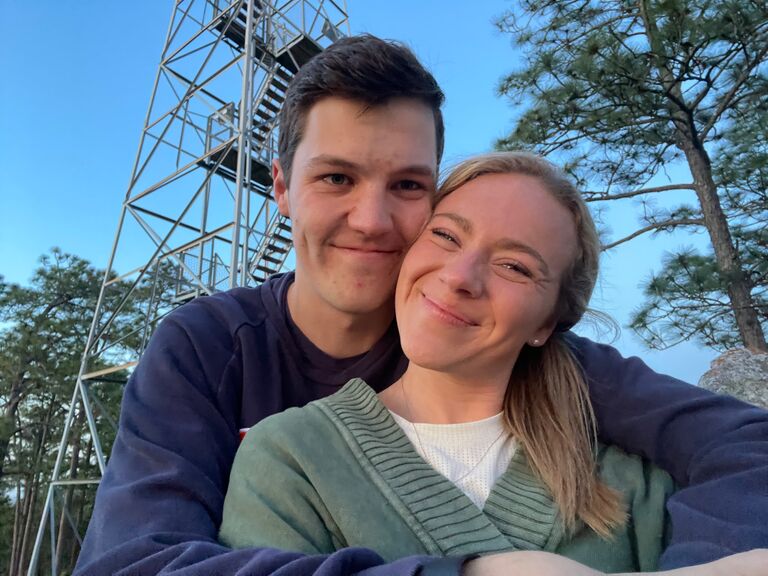 This date will forever will be one of our favorite dates! Abby spontaneously texted Nathan the night before and said "Let's go watch the sunrise at lake martin tomorrow." So the next morning Nathan picked Abby up around 4:30 am for the drive to the Lake Martin fire tower. 
We went for a hike, saw a beautiful sunrise, and got a fancy waffle house breakfast. It was the best start to the day!