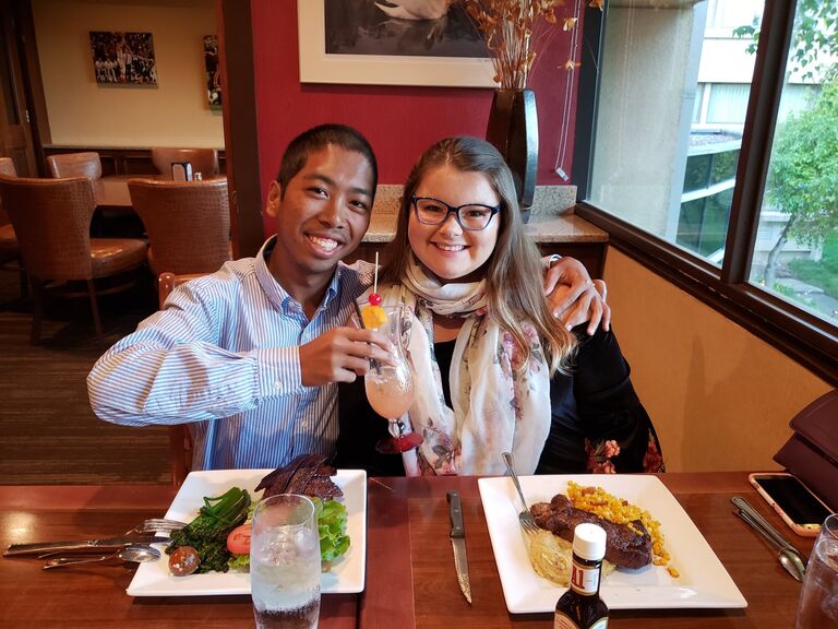 First dating anniversary, back where we had our first date, at the Iowa Stater Restaurant.