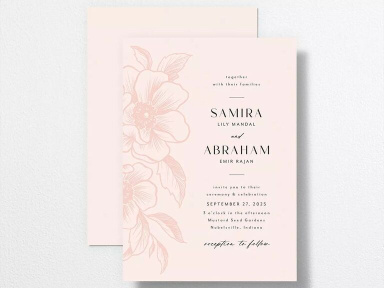 Blush Pink Floral Gold Frame Wedding Invitation - Affordable Wedding  Invitations - Affordable Wedding Invites