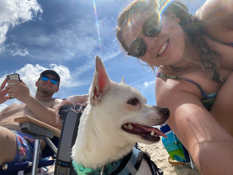 They now live at the beach with their dog Enzo