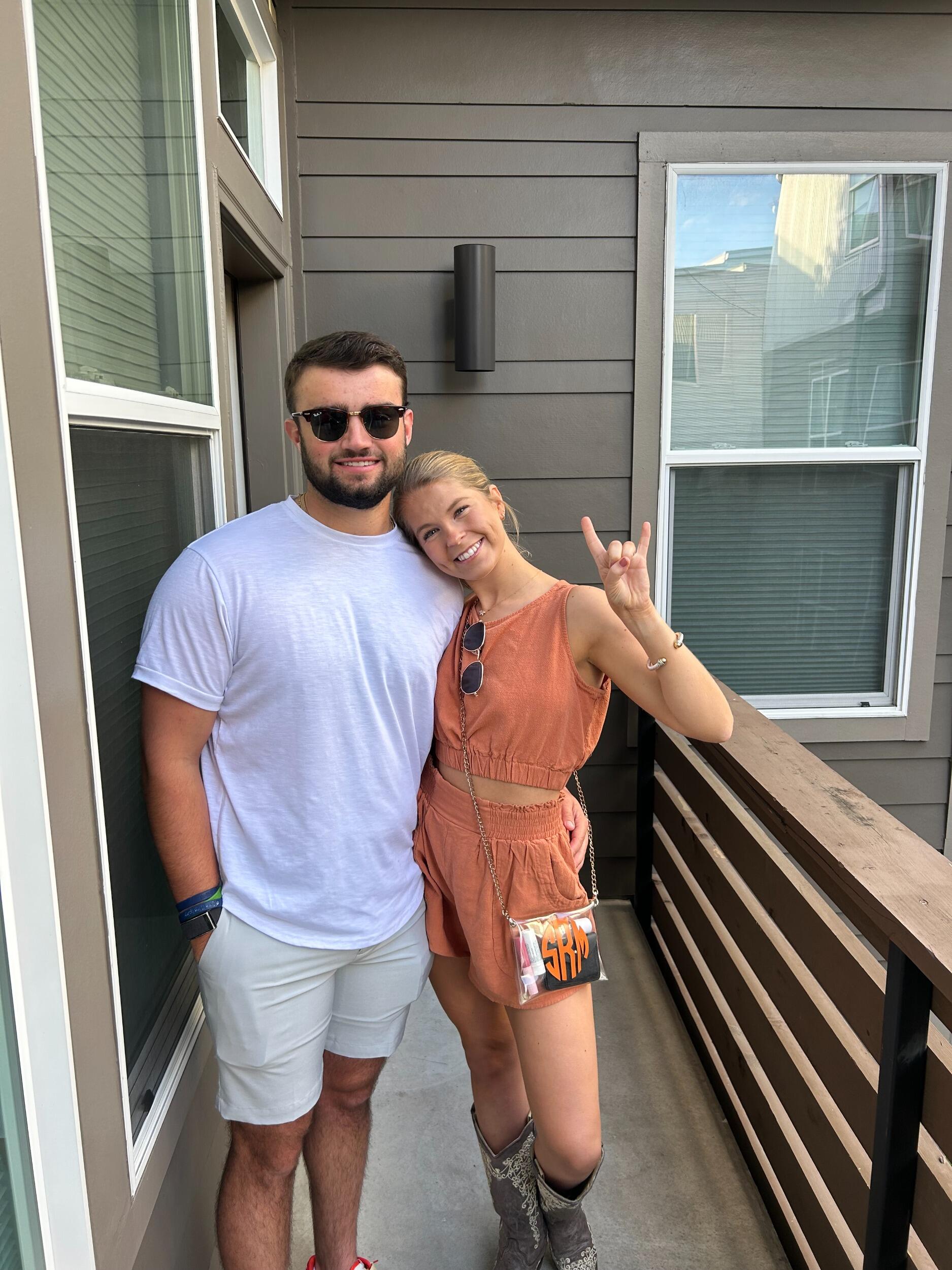 With Jack in off-season from baseball, and Shannon recently graduated from UT Austin, there was nowhere else you would catch these two than cheering on their favorite football teams- The Texas Longhorns and The Notre Dame Fighting Irish. Though there is nothing else that Jack and Shannon love more than each other, college football comes in at a close second.