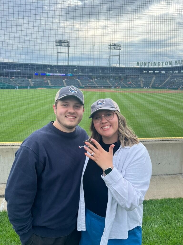 Celebrated engagement at the Columbus Clippers game!