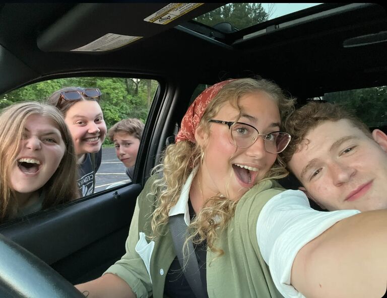 A fun moment after youth group. Caleb and Lily love attending each other's youth ministries!