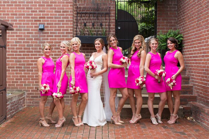 hot pink maid of honor dresses