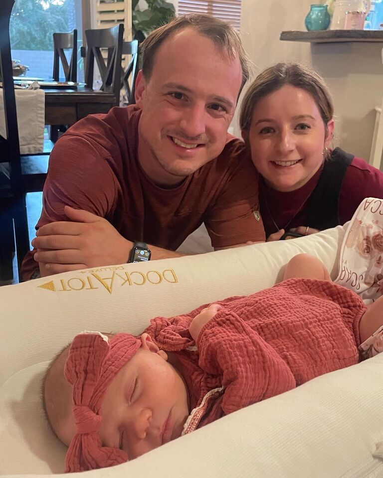 Uncle Christopher and Auntie Colie meeting baby Scarlett