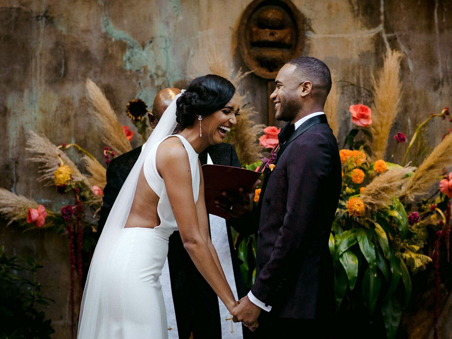 Couple during their wedding venues.