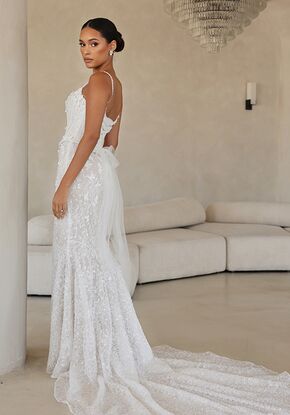 long lace see through dress Black Lace Sheer Plunging Mermaid Bridal Dress Black