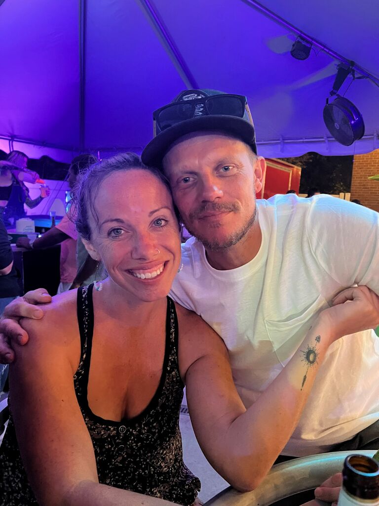 Very first photo of us together, after hanging out and laughing with friends all night long. Thats all it took, we really just hung out once and never stopped!