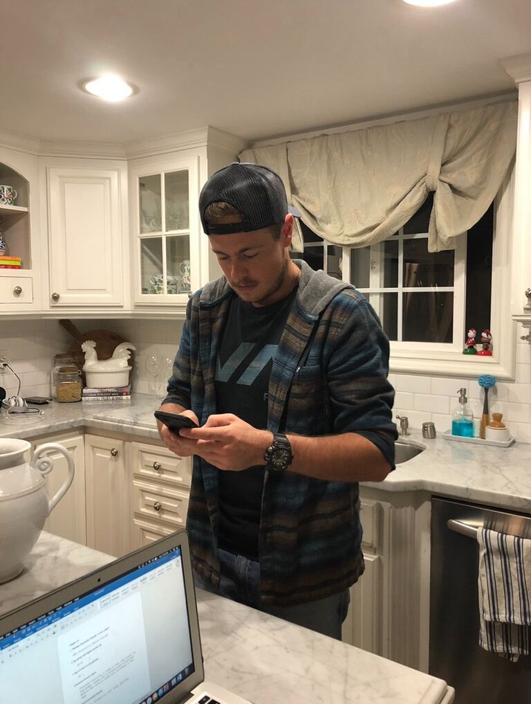 Most of our first year together was spent at this kitchen island, doing Chase's homework assignments. Obviously we can tell who was doing most of the work...