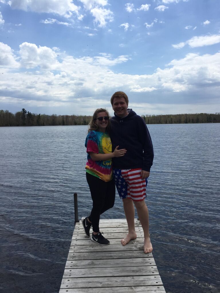 They've spent many weekends at Hunter's cabin near Swatara, MN wandering through the woods and hanging out by the fire.