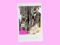 Couple rock climbing for an adventurous date 